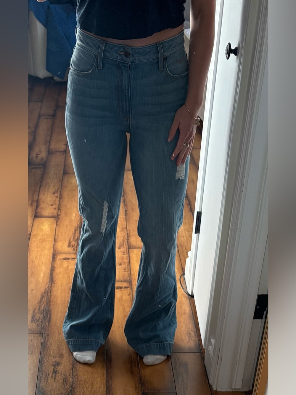 Kimes Ranch Vintage Wash Flare Jeans in Blue - Style: Jennifer